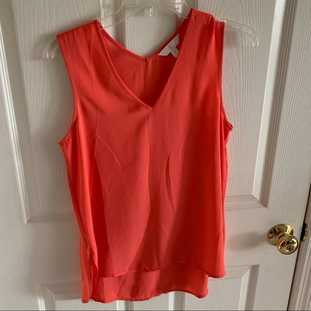C Vibrant V Neck High Low Sleeveless Tank Top